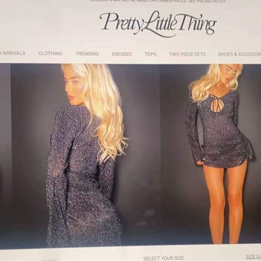 PrettyLittleThing Black Glitter Dress